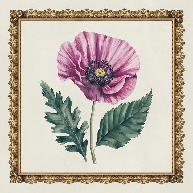 Pink purple poppy floral botanical flower Wild spring leaf wildflower isolated