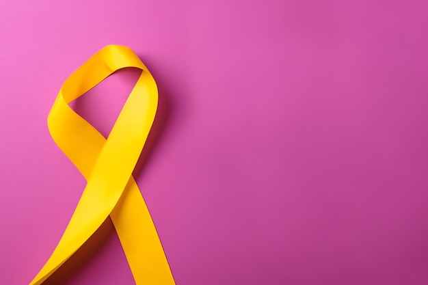 Pink or purple ribbon as breast cancer or epilepsy awareness symbol and copy space world cancer day