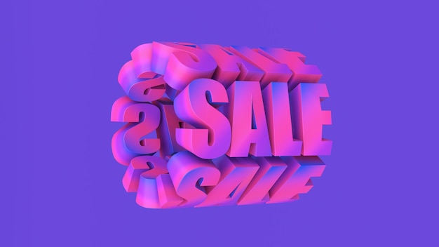 Photo pink and purple sale typography design abstract illustration 3d render