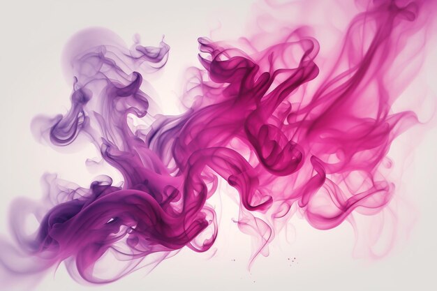 A pink and purple smoke is in front of a white background.