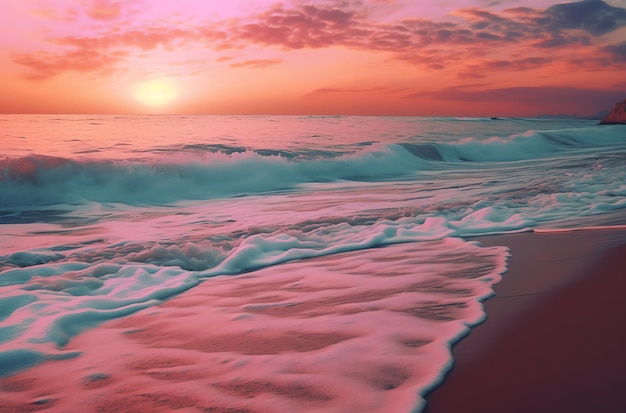 A pink and purple sunset over the ocean