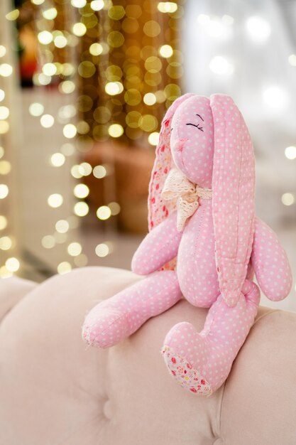 Pink rabbit stitched and cloth toy