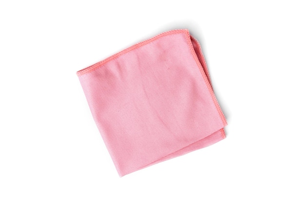 Pink rag for cleaning window isolated on white background.