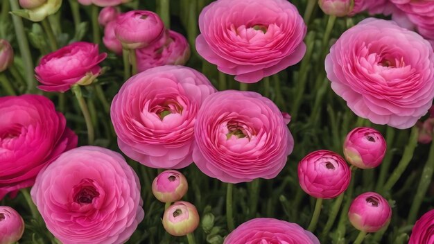 Pink ranunculus flower macro photography