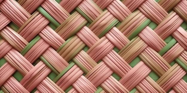 Pink rattan wooden basket weaving background AI Generated