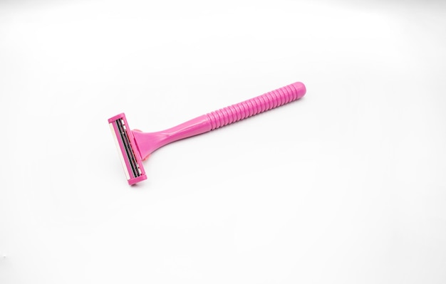 Pink razor shaver isolated on white background image of beautiful pink shaver razor copy space for text