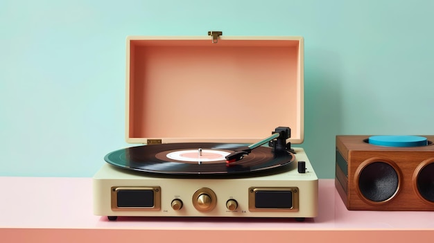 A pink record player with the number 1 on it