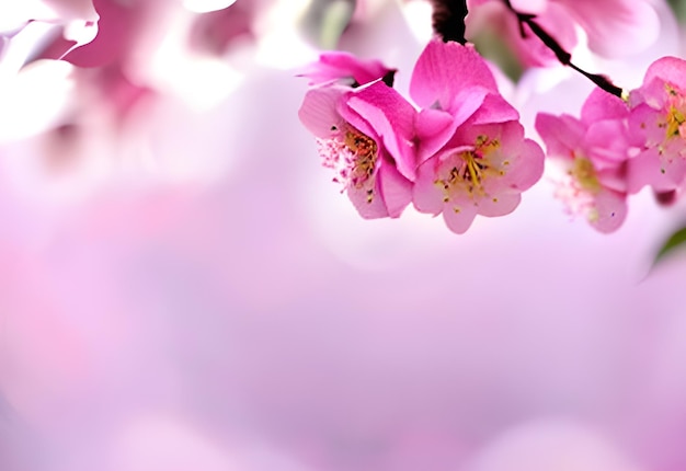 Pink red beautiful spring flower bloom branch background with free copy space environment cover page AI Generated