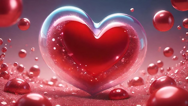 ロマンチックなバレンタインデーにピンクと赤のハートドロップ 愛のシンボルを描いた背景イラスト