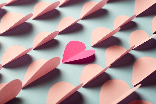 Pink and red paper hearts