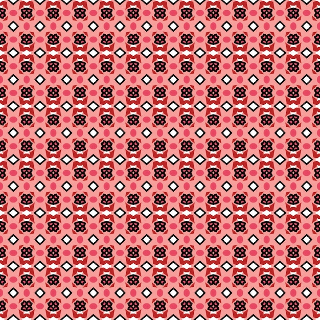 A pink and red pattern with a red flower.