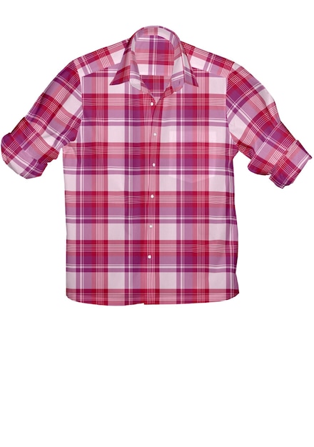 Photo a pink and red plaid shirt with a white background