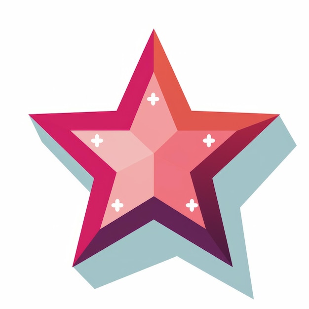 a pink and red star with a cross in the middle