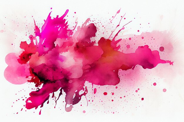 페인트의 큰 스프레이의 분홍색과 빨간색 수채화 그림