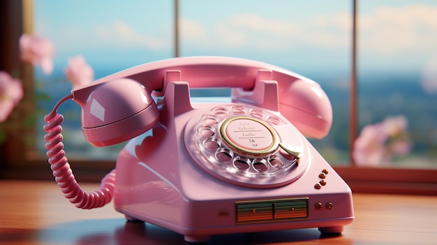 Pink retro telephone