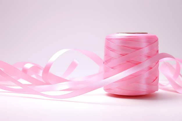 Pink ribbon as a thread weaving through the fabric society connecting people fight against cancer