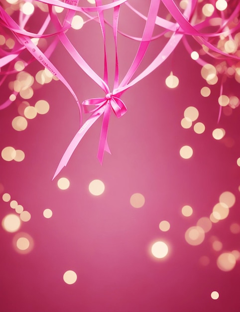 pink ribbon awareness month concept background with bokeh ai generated art