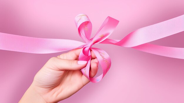 Pink ribbon and beautyfull hand