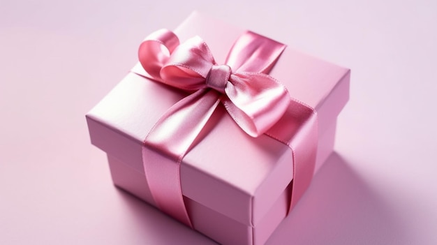 A pink ribbon bow adorning a gift box