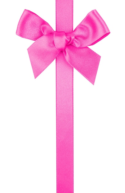 Pink ribbon bow isolated on white