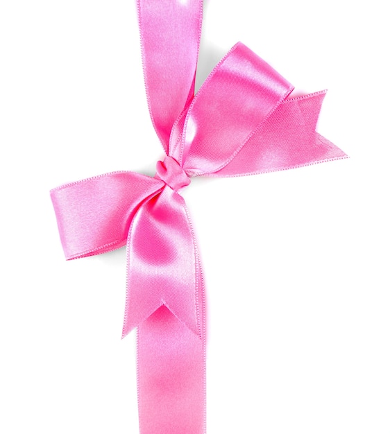 Pink ribbon bow isolated on white