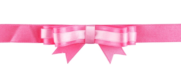 Photo pink ribbon bow isolated on white