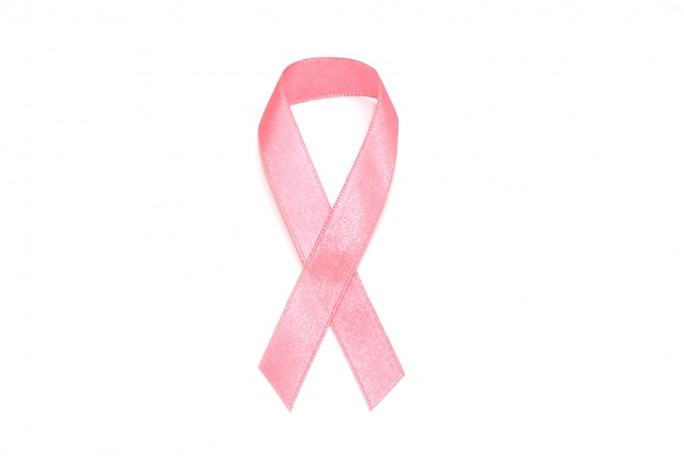 Pink ribbon for breast cancer concept isolated