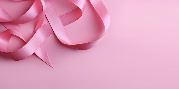 Pink ribbon breast cancer on pink background