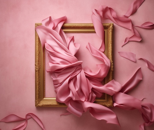 Foto un nastro rosa esposto come un'opera d'arte