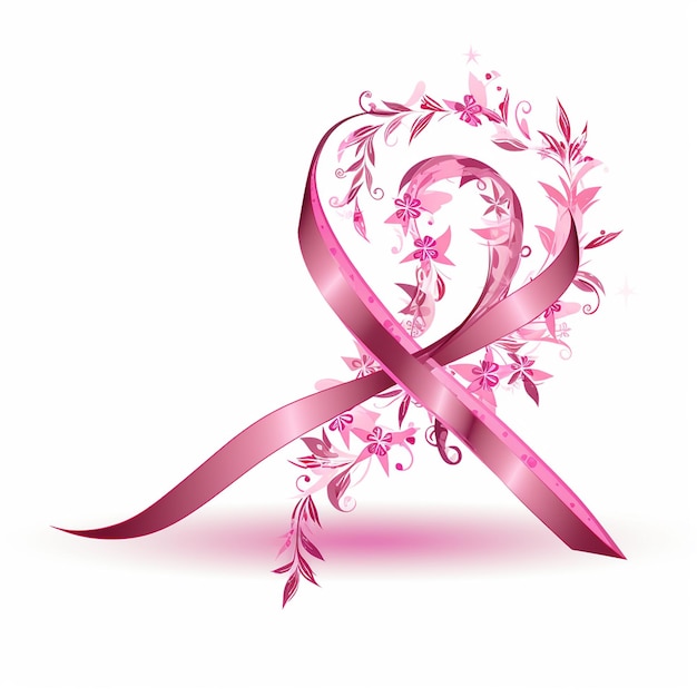 Pink ribbon isolated on white background