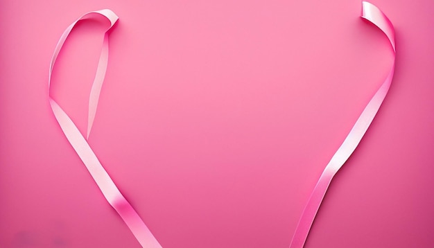 Photo pink ribbon on pink background