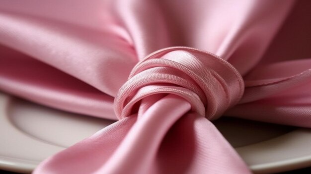 A pink ribbon ribbon napkin ring for a formal dinner