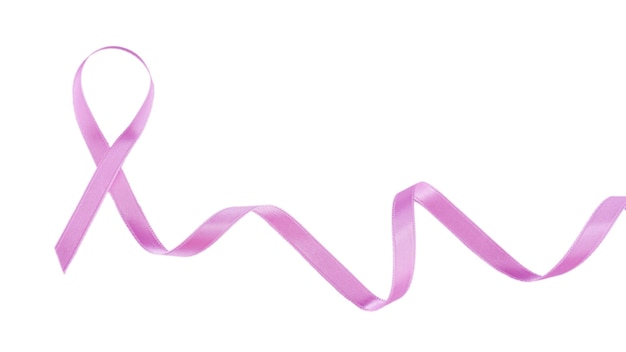 Photo pink ribbon sign isolated on white