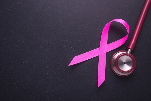 Pink ribbon symbol of breast cancer