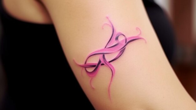 a pink ribbon tattoo with a personal touch