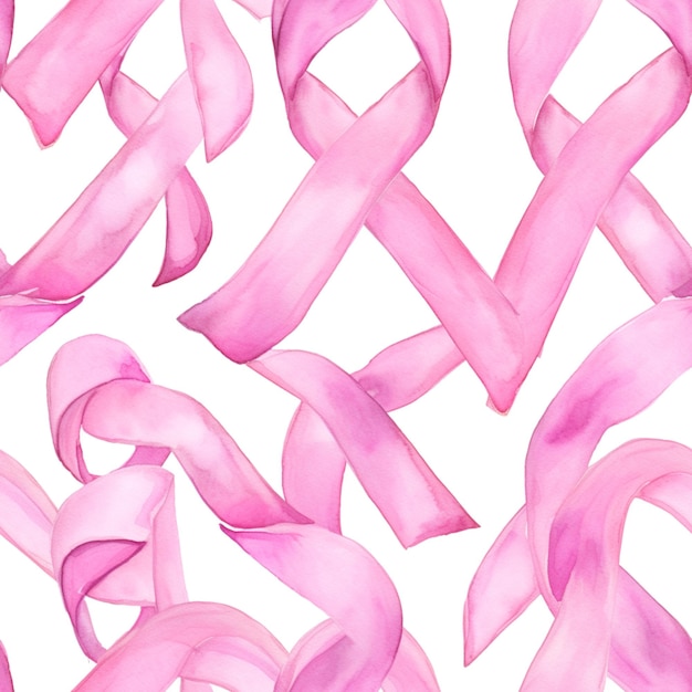 pink ribbon on a white background generative ai