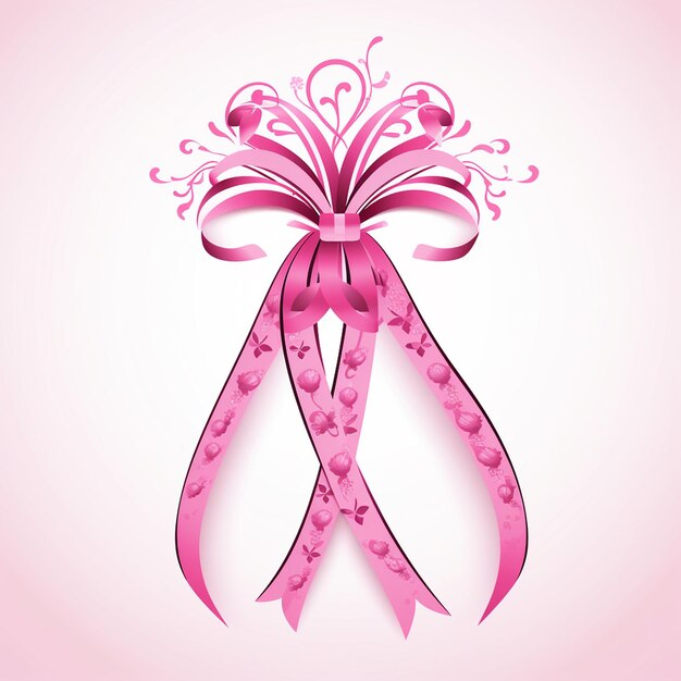 Photo pink ribbon on white background a symbol of hope for a cure