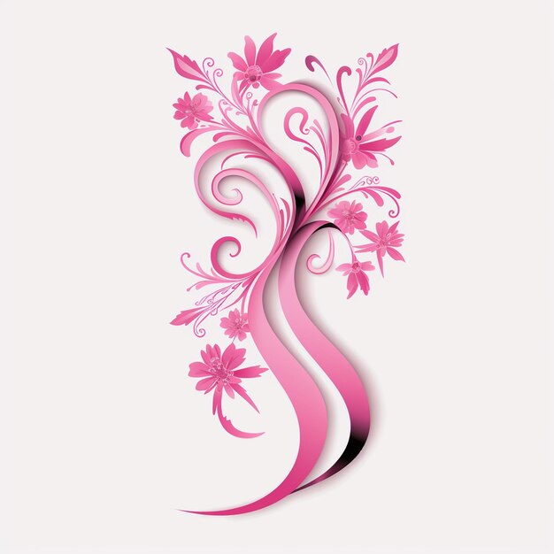 Pink ribbon on white background a symbol of hope for a cure