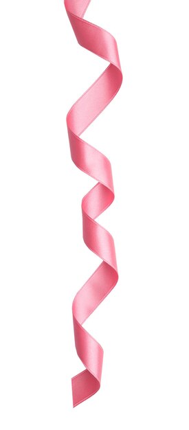 Pink ribbon on white background