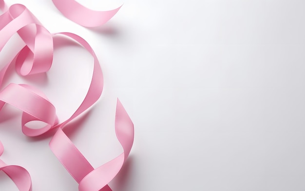 Pink ribbon on a white background