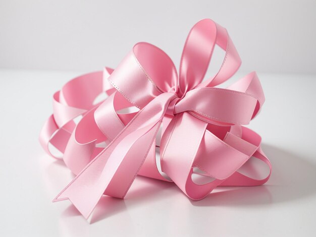 Pink ribbon on white background