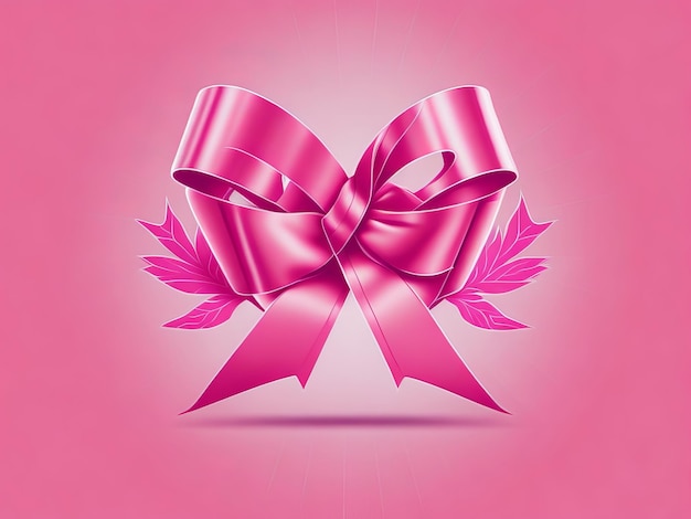 A pink ribbon with a bow on it