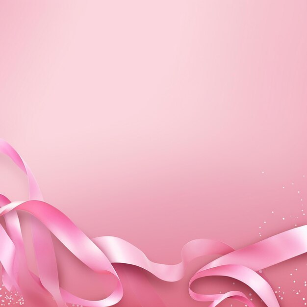 Pink ribbon with a bow on a pink background