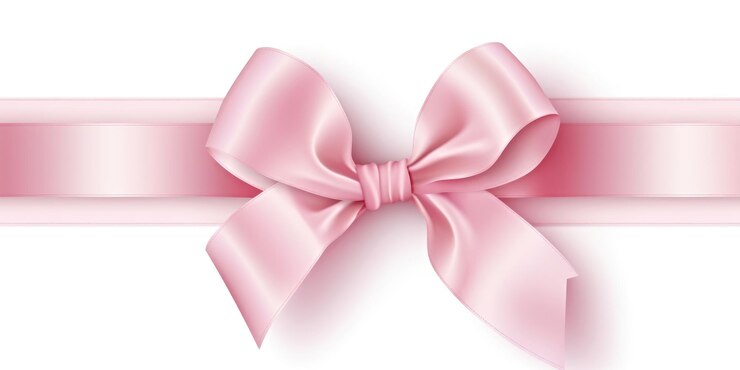 Photo a pink ribbon with a bow on a white background clipart on white background