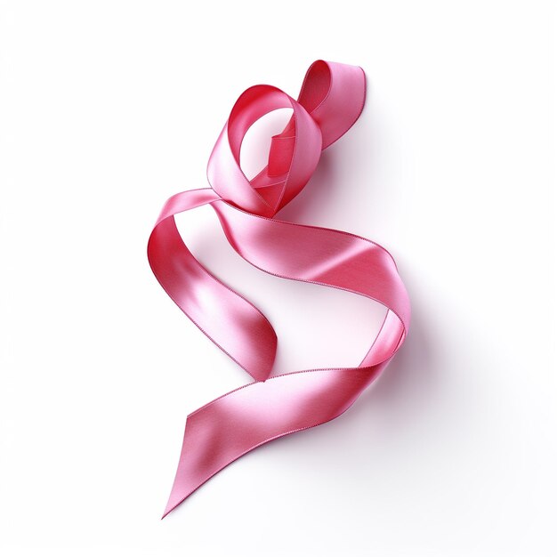 a pink ribbon with a pink ribbon on it