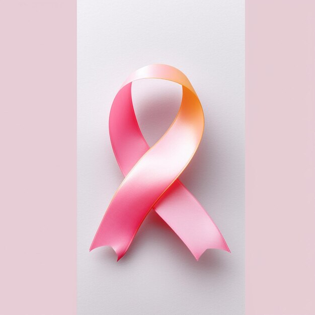 a pink ribbon with a pink ribbon on it