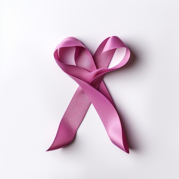 a pink ribbon with a ribbon tied to it
