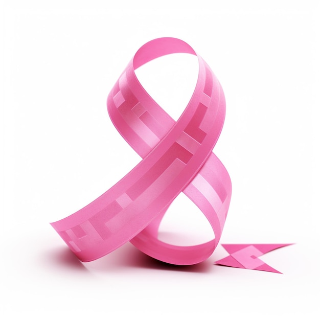 A pink ribbon with the word breast cancer on it