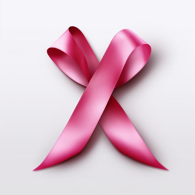 Photo a pink ribbon with a x on it is tied to it.