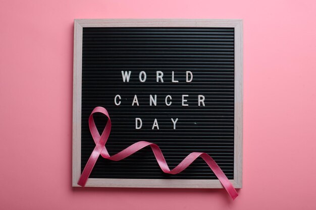 Pink Ribbon For World Cancer Day and Breast Cancer Awarness